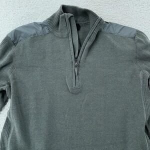 Marmot‎ Quarter Zip Pullover Sweater Mens Medium Gray Wool Blend Shoulder Patch